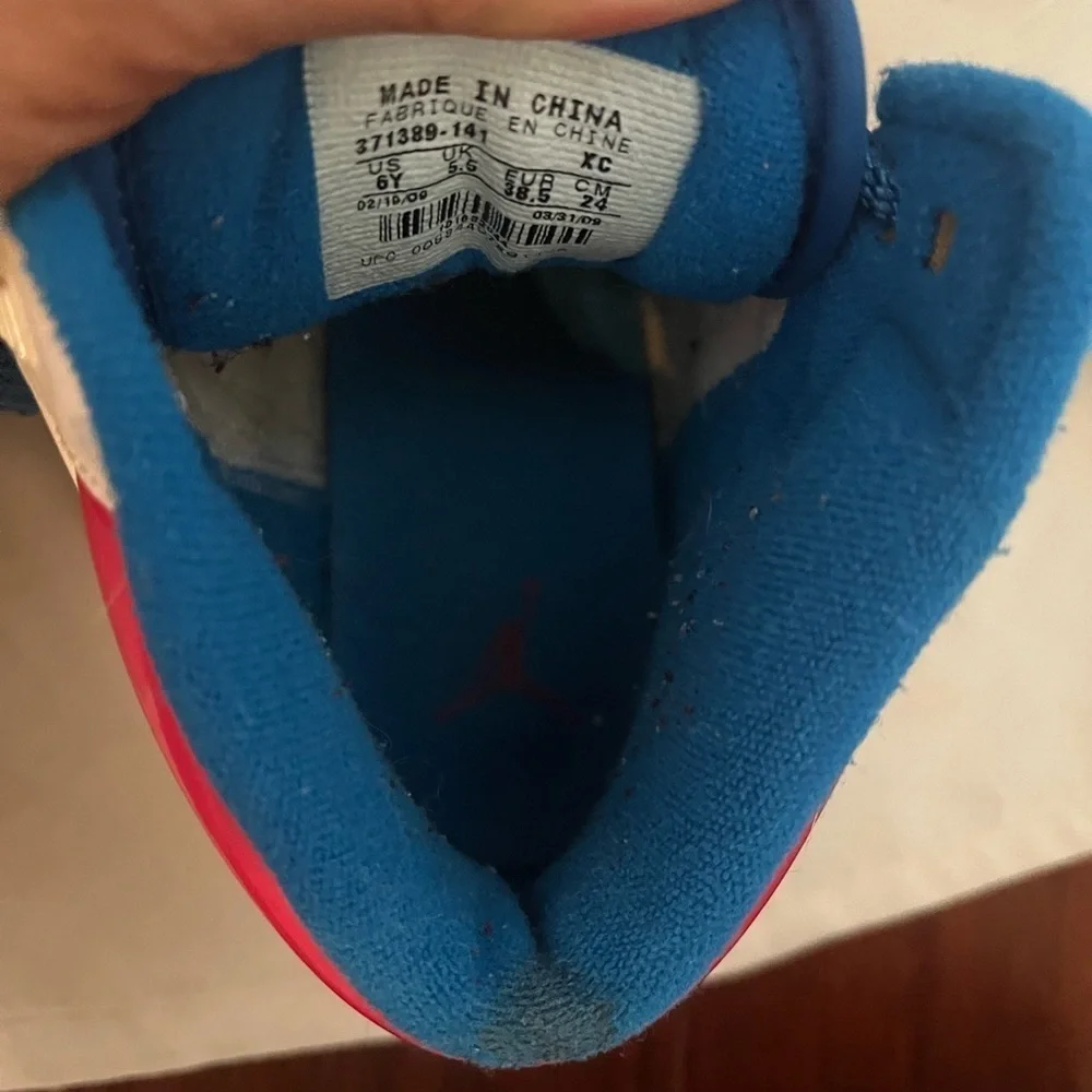 Nike Kids White & Pink Basketball Sneakers with Blue Accents